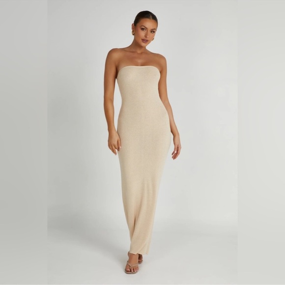Meshki Cream Strapless Maxi Dress - Picture 1 of 4